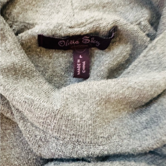 Olivia Sky Sz L Gray Puff Sleeve Women's Top - Picture 4 of 6